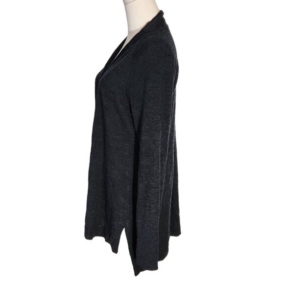 Eileen Fisher Petite Grey 100% Merino Wool Open Front Cardigan Women's Size PL - Picture 4 of 14